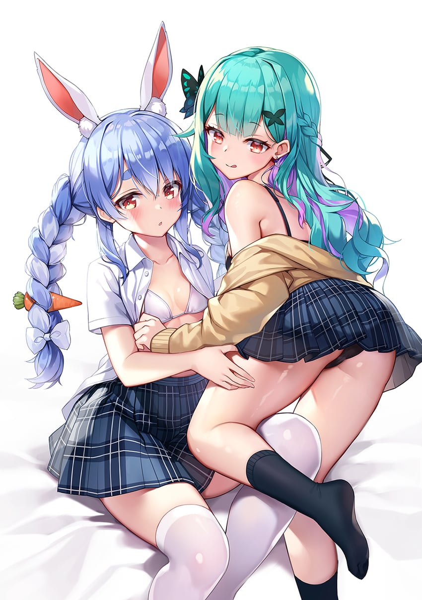 usada pekora and uruha rushia (hololive) drawn by pinki_o64