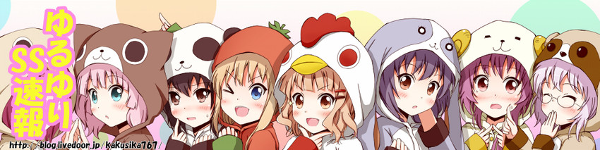 toshinou kyouko, akaza akari, funami yui, yoshikawa chinatsu, oomuro sakurako, and 3 more (yuruyuri) drawn by aikawa_ryou