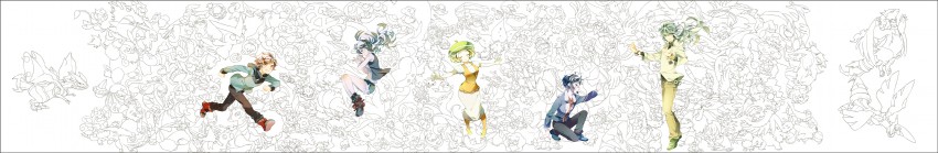 hilda, hilbert, n, oshawott, snivy, and 153 more (pokemon and 1 more) drawn by fushitasu and maruco