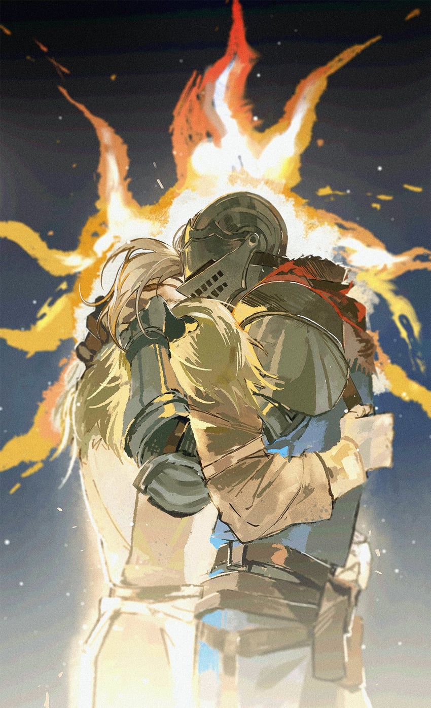 chosen undead and solaire of astora (dark souls and 1 more) drawn by huixingweiqi