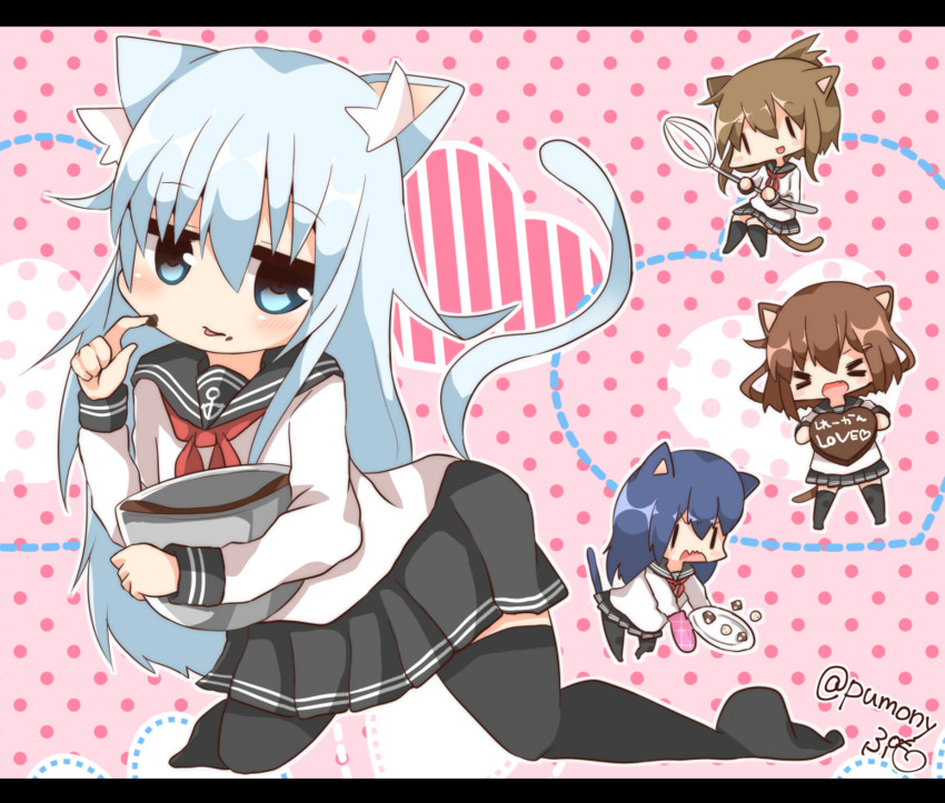 hibiki, inazuma, ikazuchi, and akatsuki (kantai collection) drawn by pumo_(kapuchiya)