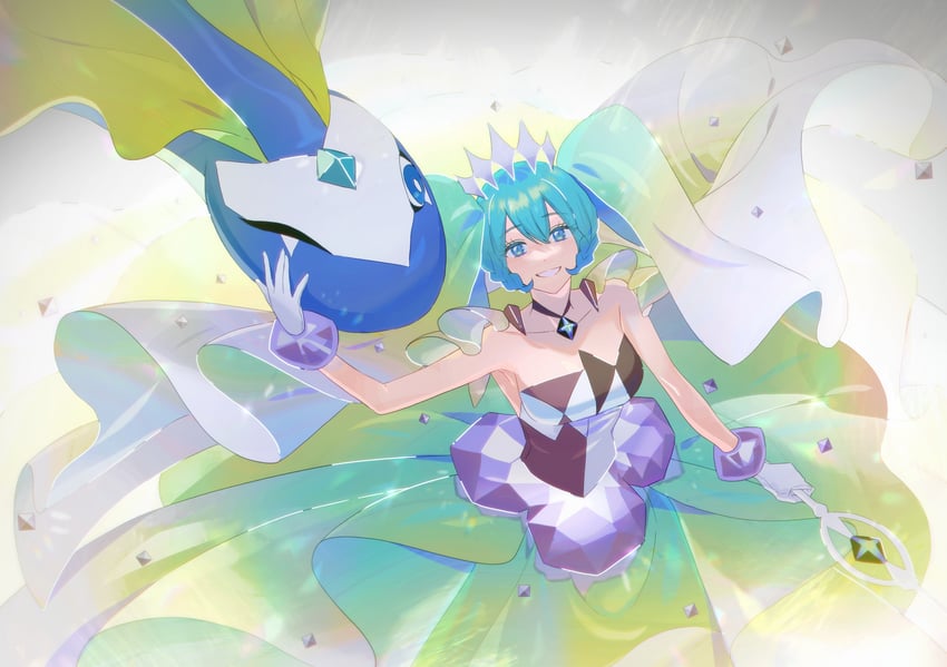 hatsune miku, aurorus, and rock miku (pokemon and 2 more) drawn by ojing_oppa_(o_b_s_00)