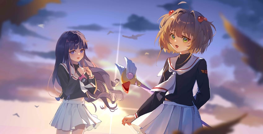 kinomoto sakura and daidouji tomoyo (cardcaptor sakura) drawn by harutatsunoki