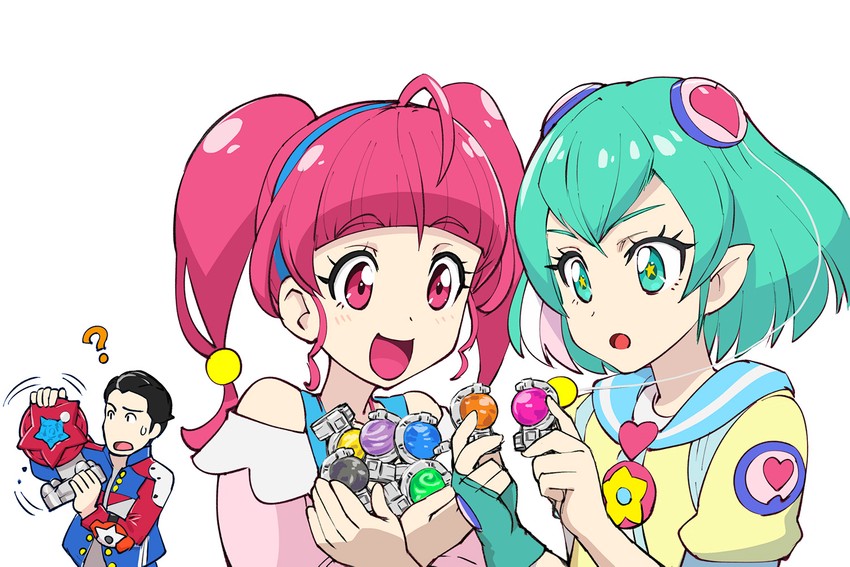 hagoromo lala, hoshina hikaru, and lucky (precure and 3 more) drawn by ueyama_michirou