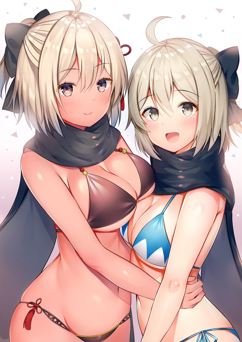 okita souji and okita souji alter (fate and 1 more) drawn by aozora_nan