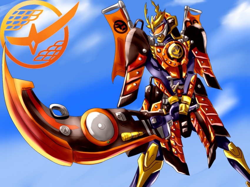 kamen rider gaim and kachidoki arms (kamen rider and 1 more) drawn by monchian