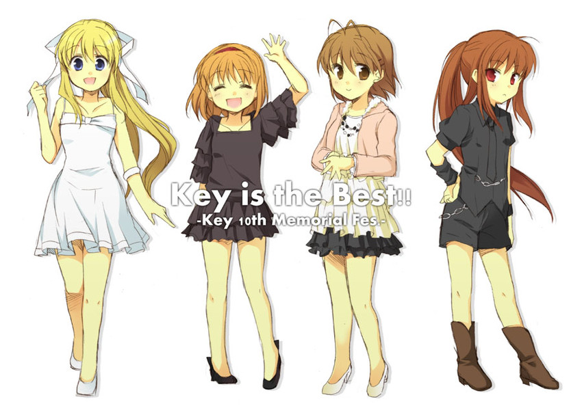 natsume rin, kamio misuzu, furukawa nagisa, and tsukimiya ayu (little busters! and 4 more) drawn by unohana_tsukasa