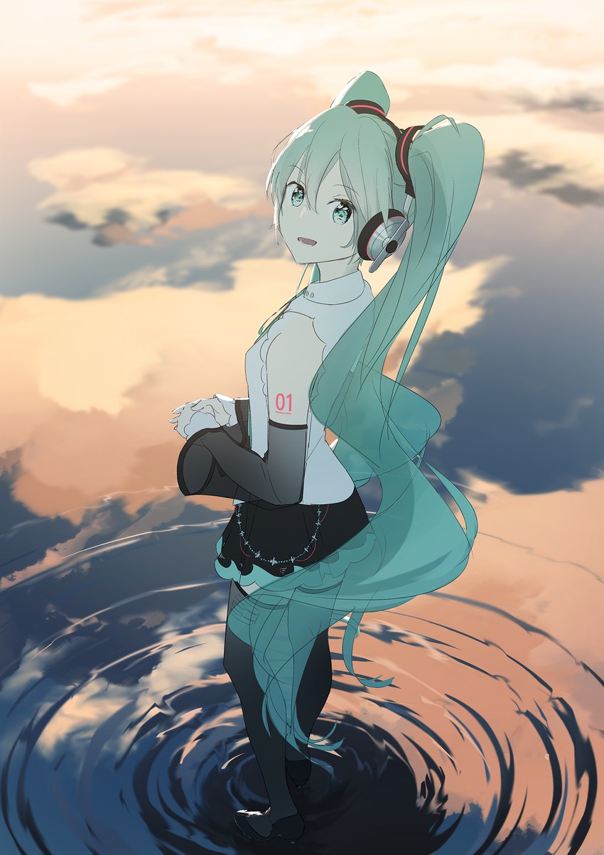 hatsune miku (vocaloid and 1 more) drawn by destroikan