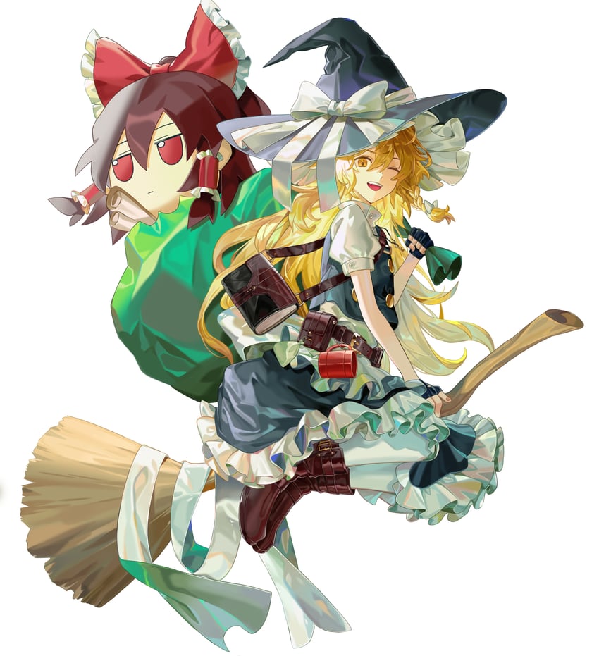 hakurei reimu and kirisame marisa (touhou) drawn by maka_(maka04021)