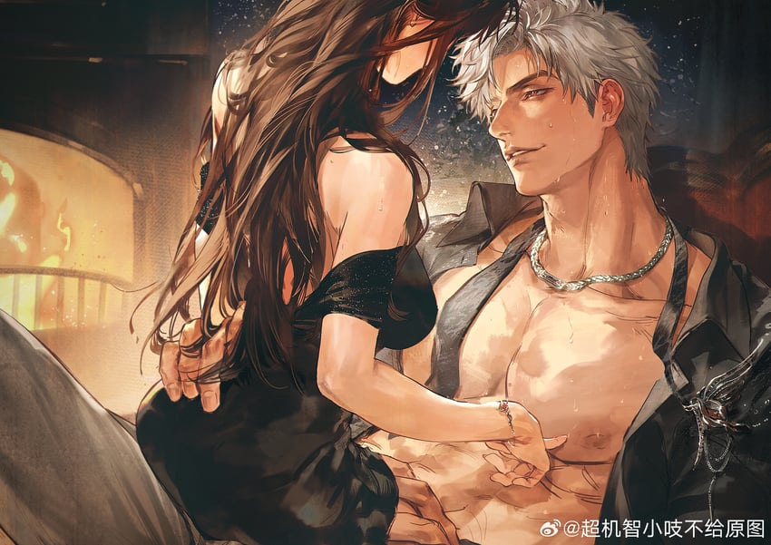 protagonist and sylus (love and deepspace) drawn by chimmyming