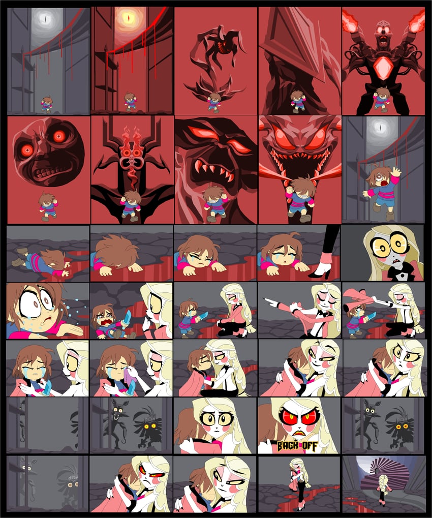 frisk, charlie morningstar, pyramid head, majora, skull kid, and 6 more (the legend of zelda and 10 more) drawn by terry_jones_(tyrranux)