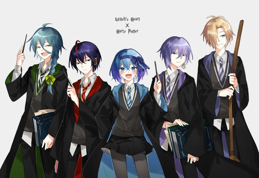 claire elford, ashe bradley, wilardo adler, noel levine, and sirius gibson (wizarding world and 2 more) drawn by bamu_(bamu0504)