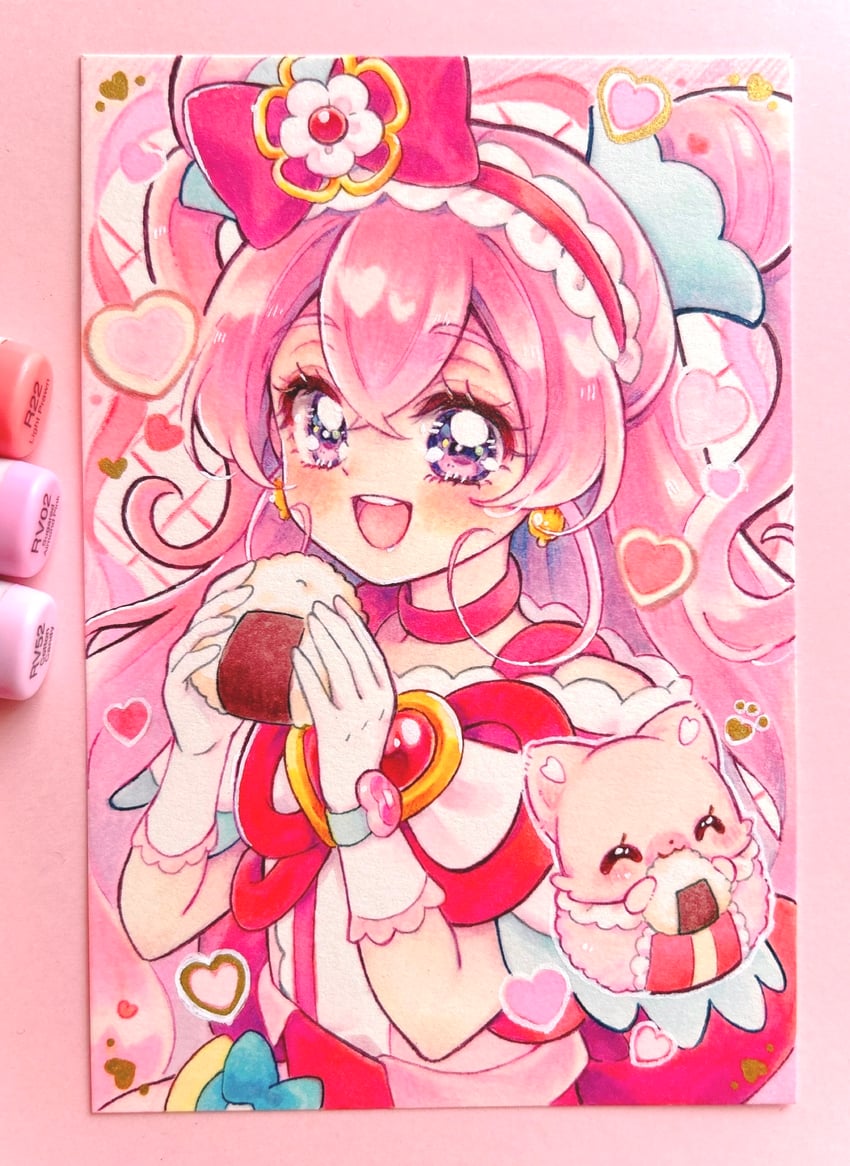 nagomi yui, cure precious, and kome-kome (precure and 1 more) drawn by kashitani_futaba