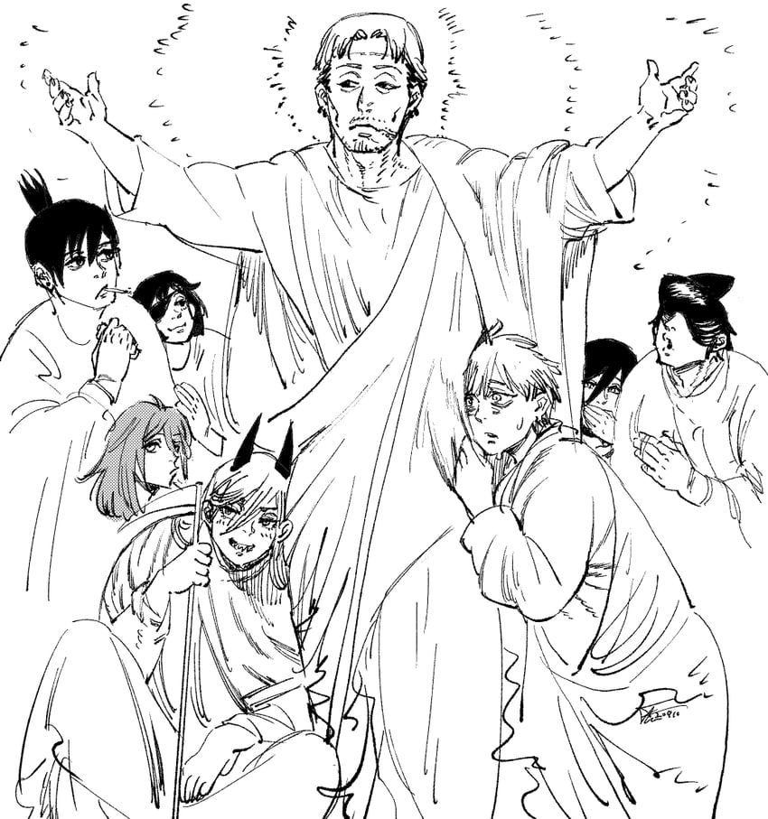 power, denji, reze, hayakawa aki, himeno, and 4 more (chainsaw man and 1 more) drawn by ireading