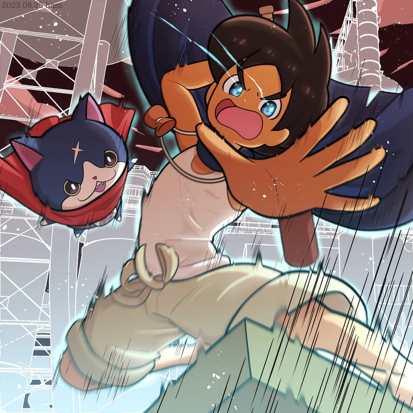 fuyunyan and keizou (youkai watch and 1 more) drawn by haz_hazn