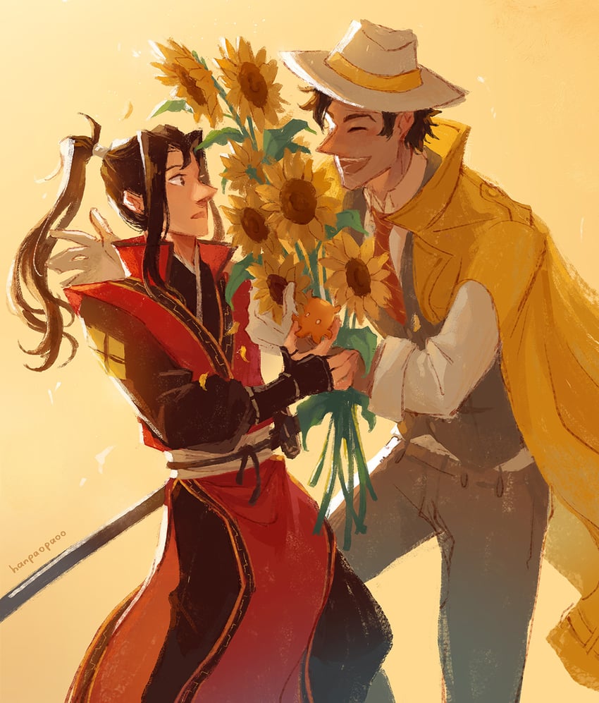 hikari ku and partitio yellowil (octopath traveler and 1 more) drawn by hanpaopaoo