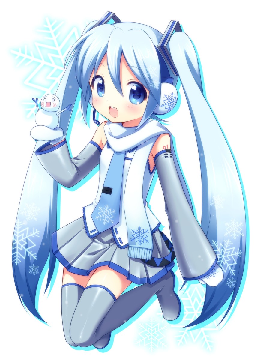 hatsune miku, yuki miku, and hachune miku (vocaloid) drawn by usashiro_mani