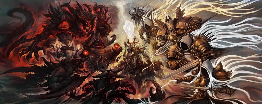 lilith, diablo, imperius, tyrael, malthael, and 9 more (diablo and 2 more) drawn by shizi_(10z)