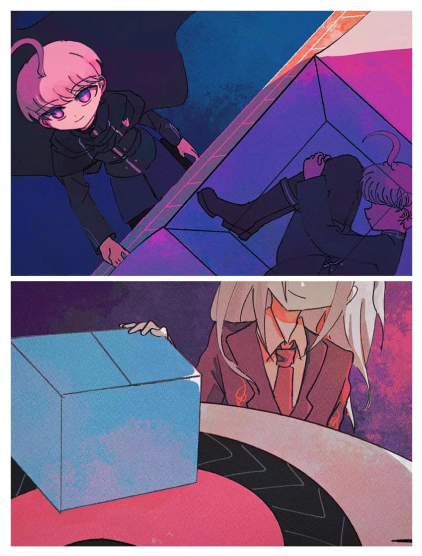 yuma kokohead and makoto kagutsuchi (master detective archives: rain code) drawn by caddy_rain