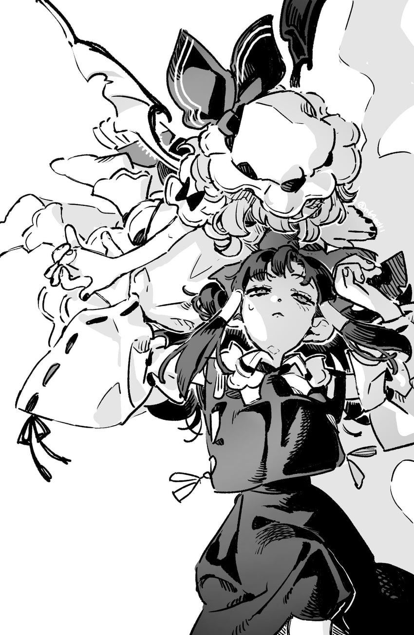 hakurei reimu and remilia scarlet (touhou) drawn by ndasuzu_(n64qd11)