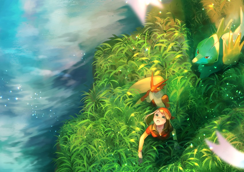 may, blaziken, and manectric (pokemon and 1 more) drawn by kikuyoshi_(tracco)