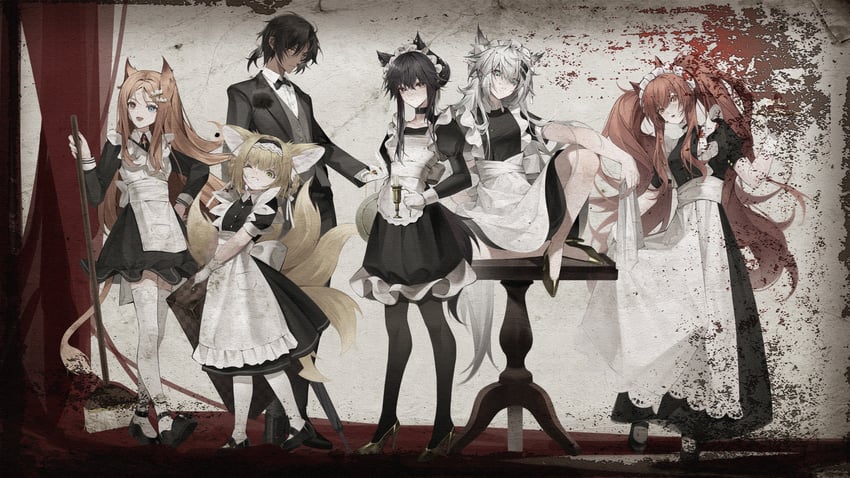 texas, lappland, suzuran, angelina, thorns, and 1 more (arknights) drawn by suyi-j