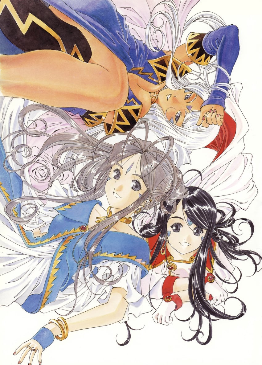 belldandy, urd, and skuld (aa megami-sama) drawn by fujishima_kousuke