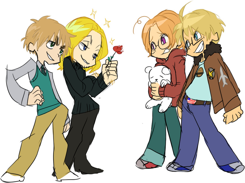 america, united kingdom, france, and canada (axis powers hetalia and 1 more) drawn by tehryu