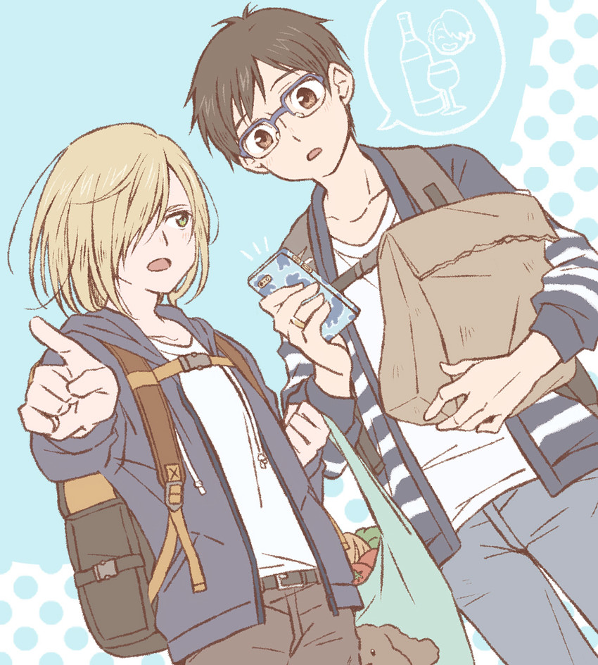 katsuki yuuri, viktor nikiforov, and yuri plisetsky (yuri!!! on ice) drawn by snowchild