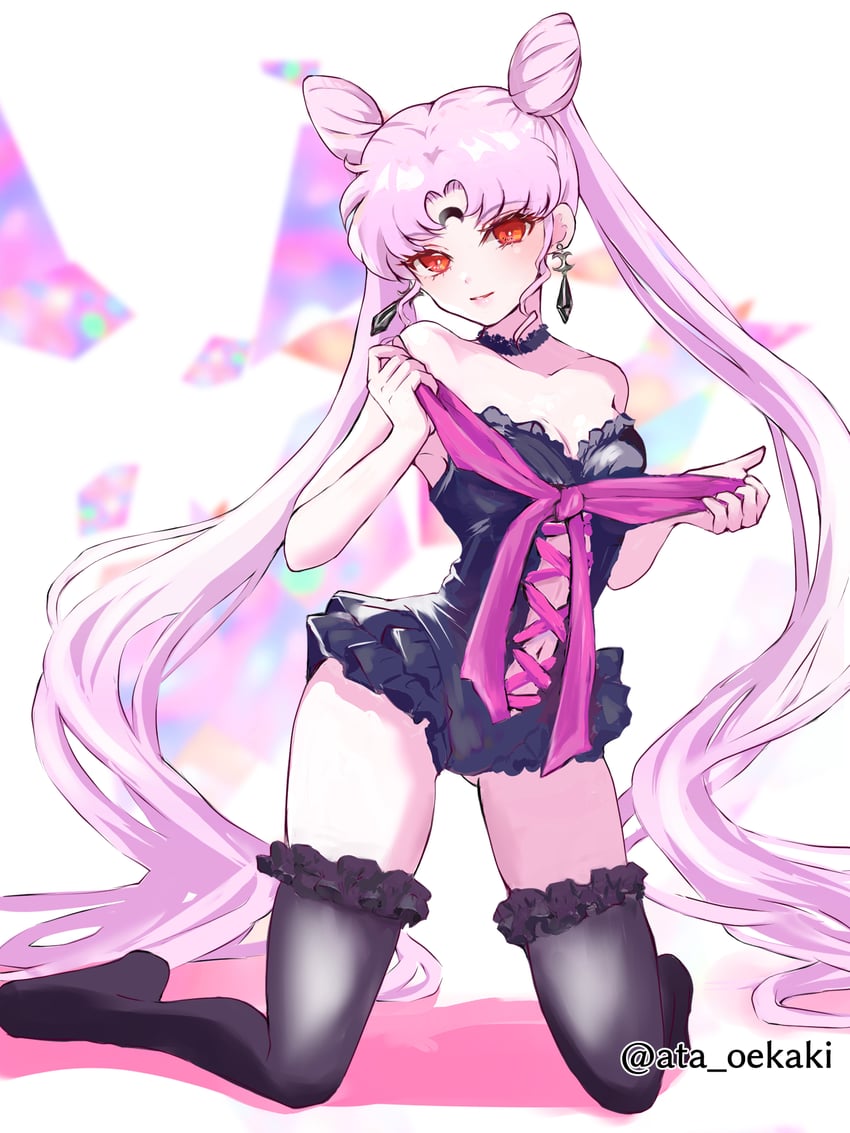 chibi usa and black lady (bishoujo senshi sailor moon and 1 more) drawn by ata129