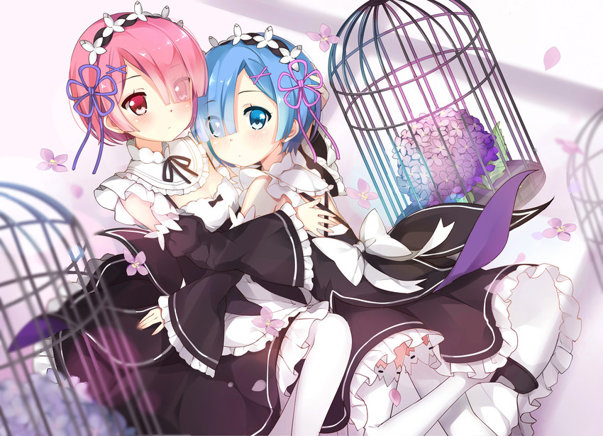 rem and ram (re:zero kara hajimeru isekai seikatsu) drawn by kikistark