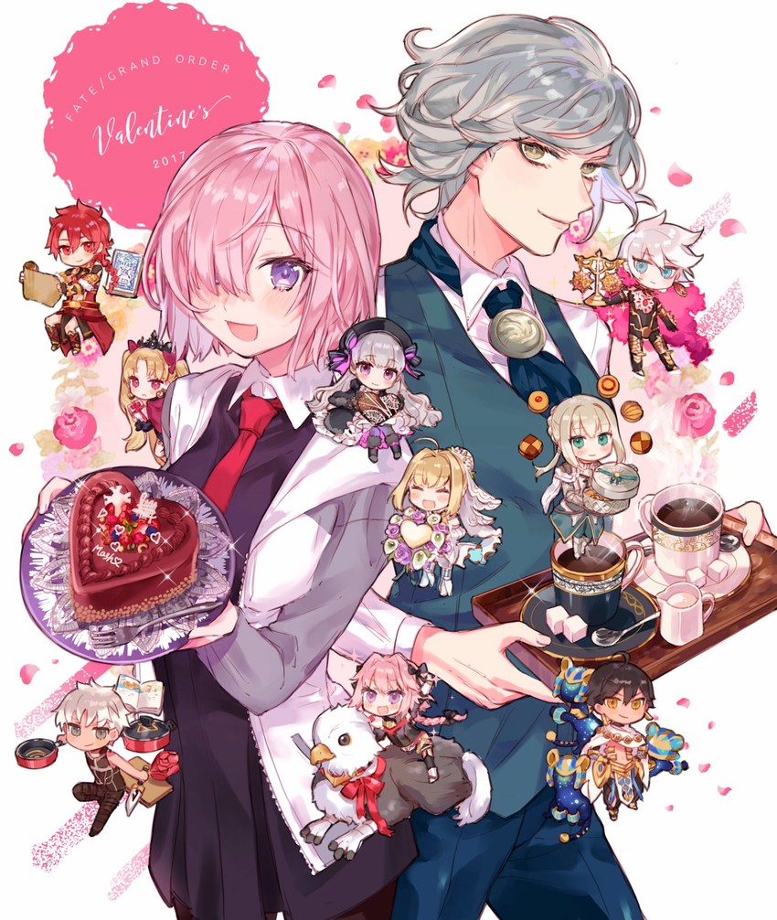 mash kyrielight, tohsaka rin, astolfo, archer, nero claudius, and 8 more (fate and 1 more) drawn by nekoyashiki_pushio