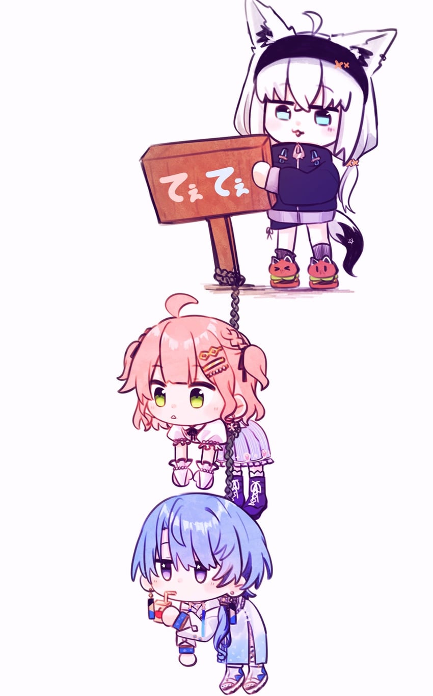 shirakami fubuki, hoshimachi suisei, and sakura miko (hololive) drawn by yumi5469
