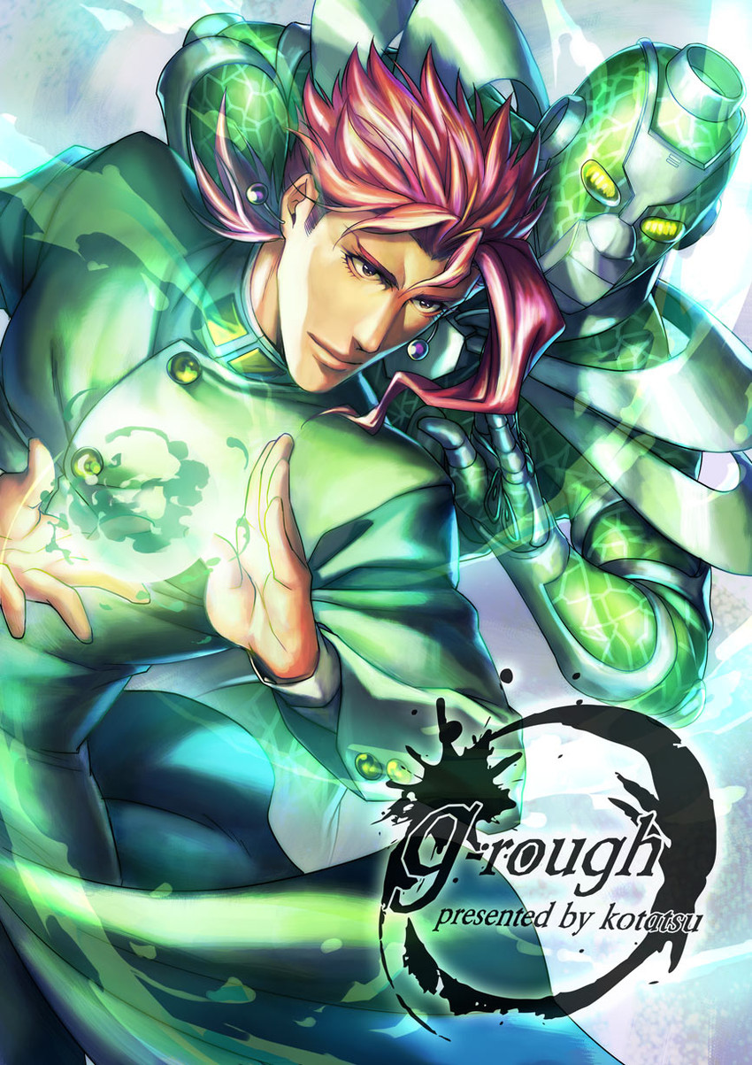 kakyoin noriaki and hierophant green (jojo no kimyou na bouken and 1 more) drawn by kotatsu_(g-rough)