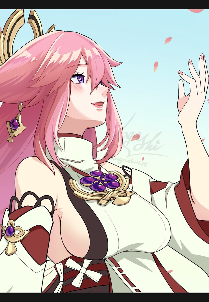 yae miko (genshin impact) drawn by wagashi425
