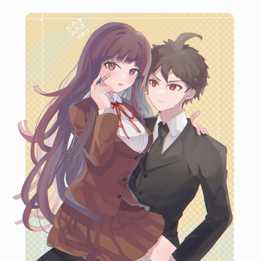 hinata hajime and tsumiki mikan (danganronpa and 1 more) drawn by linch