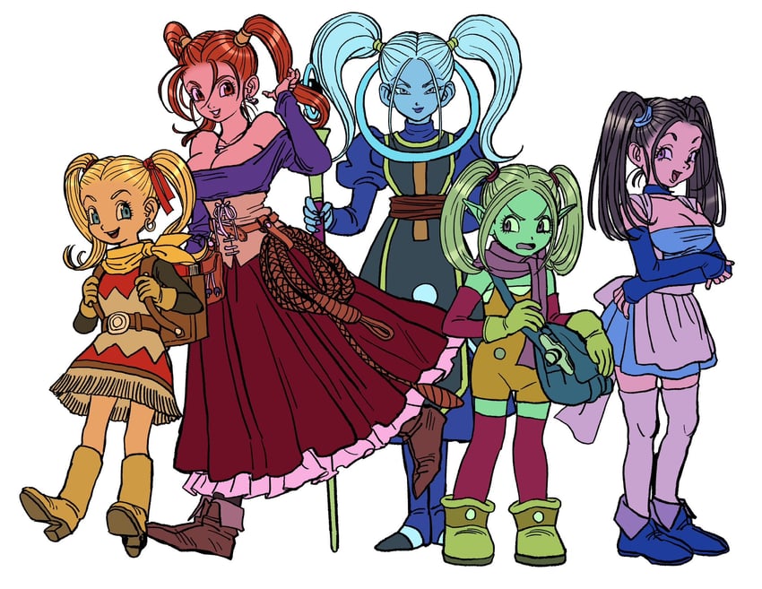 jessica albert, female builder, pansy, bouquet, and marcarita (dragon ball and 6 more) drawn by uranagi_(uranaginasi)