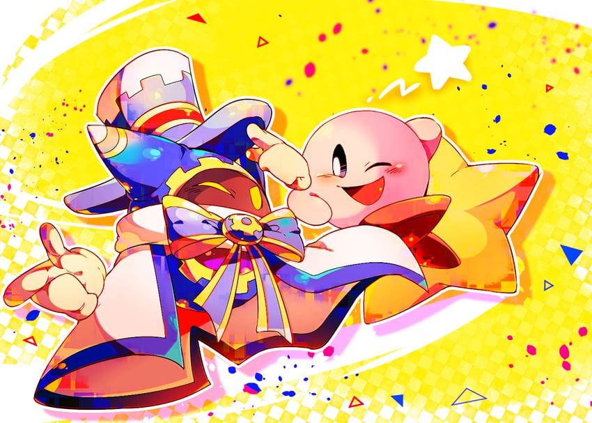kirby, magolor, and manager magolor (kirby and 1 more) drawn by shirushiki