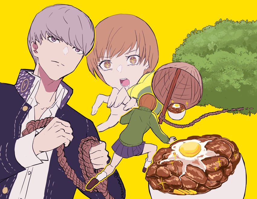 narukami yu and satonaka chie (persona and 1 more) drawn by igusaharu