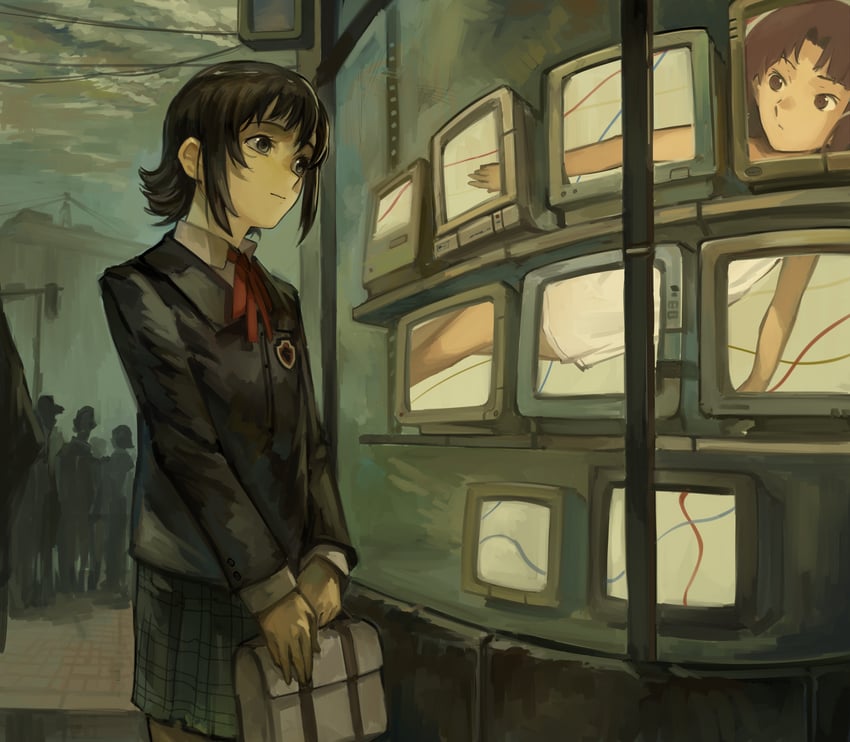 iwakura lain and mizuki alice (serial experiments lain and 2 more) drawn by kornod