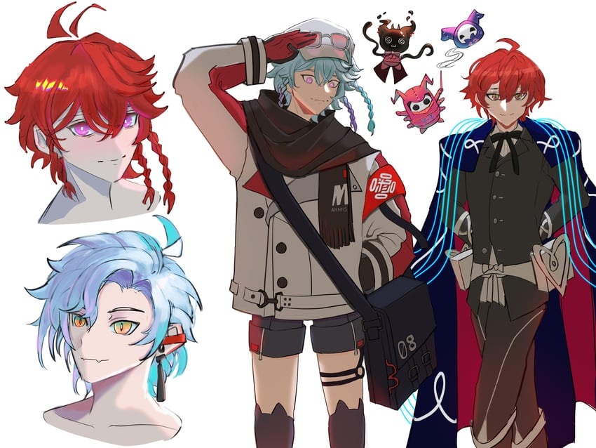 machina x flayon, octavio, machiroon, and poppet (holostars and 1 more) drawn by miqoua