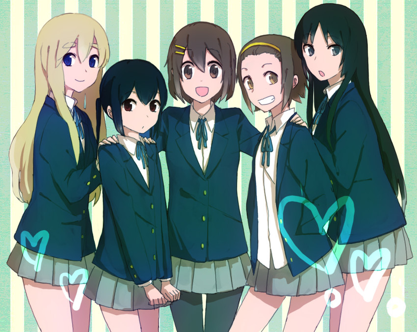 akiyama mio, nakano azusa, hirasawa yui, tainaka ritsu, and kotobuki tsumugi (k-on!) drawn by nntn