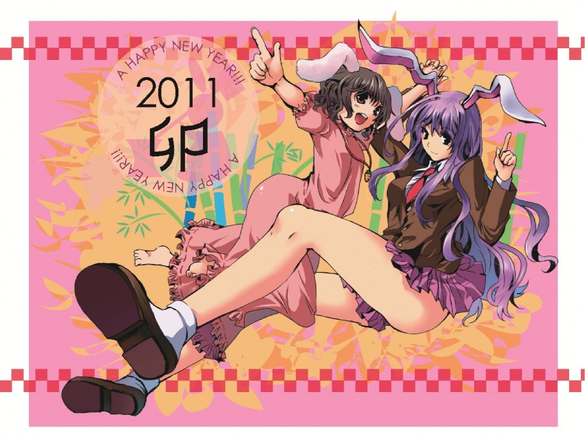 reisen udongein inaba and inaba tewi (touhou) drawn by kobanzame