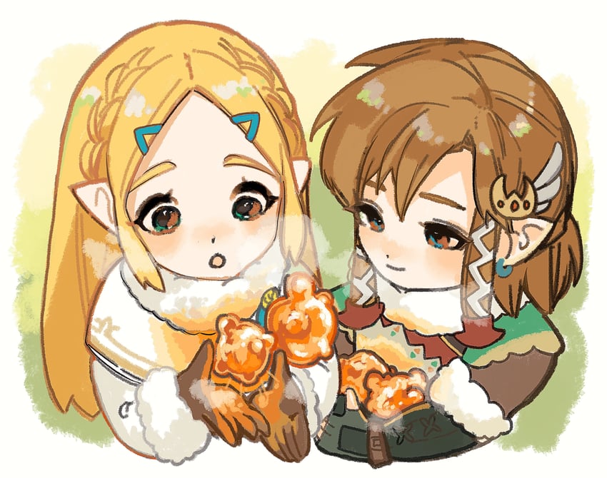 link and princess zelda (the legend of zelda and 1 more) drawn by shanodesu