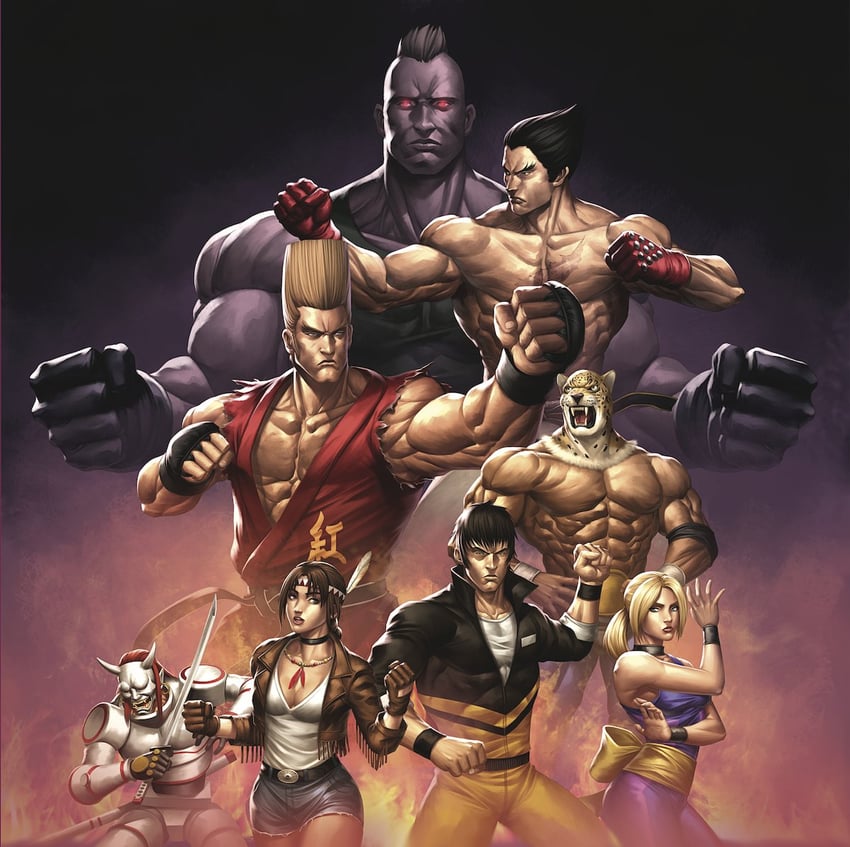 mishima kazuya, nina williams, king, marshall law, yoshimitsu, and 2 more (tekken) drawn by samuel_donato