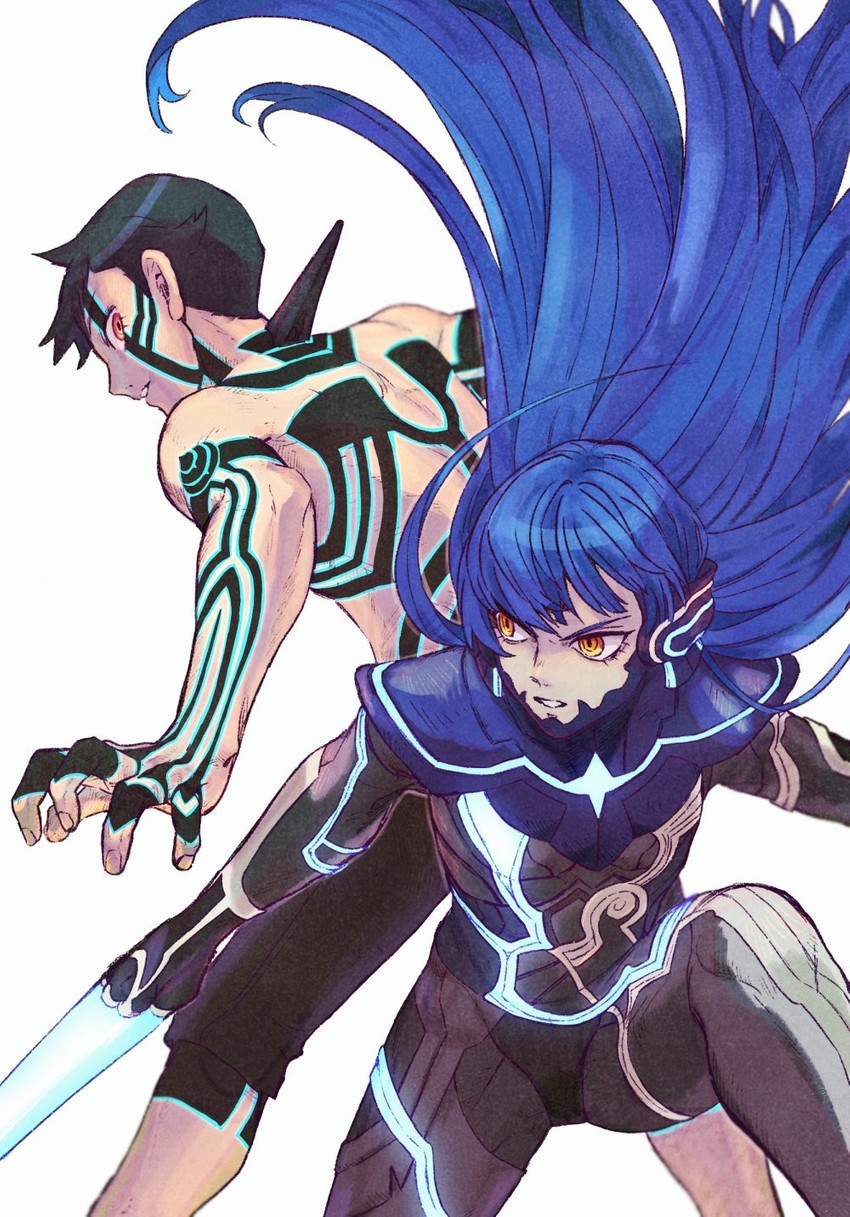 protagonist and demi-fiend (shin megami tensei and 2 more) drawn by sashikomi
