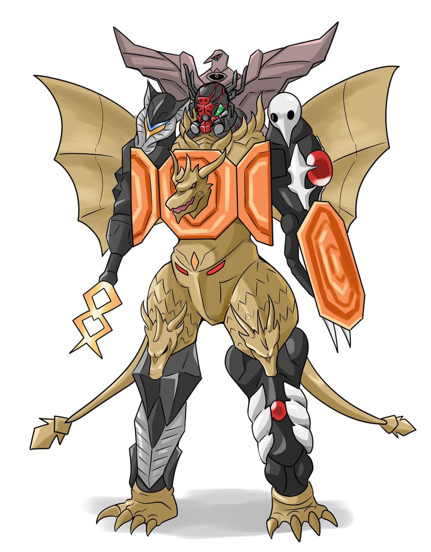 sachiel, king ghidorah, mephilas seijin, kumo augment 01, shin universe robo, and 1 more (neon genesis evangelion and 9 more) drawn by nittora