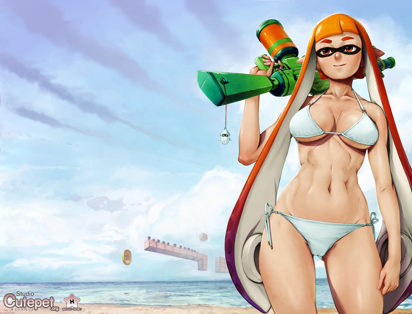 inkling player character, inkling girl, kaori, and blooper (splatoon and 2 more) drawn by projectvirtue