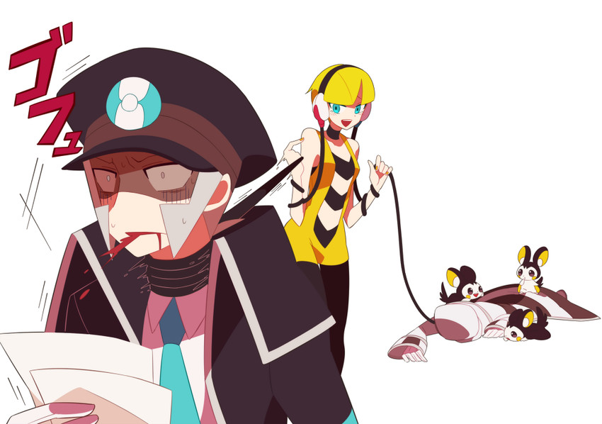 elesa, ingo, emmet, and emolga (pokemon and 1 more) drawn by ayakasama