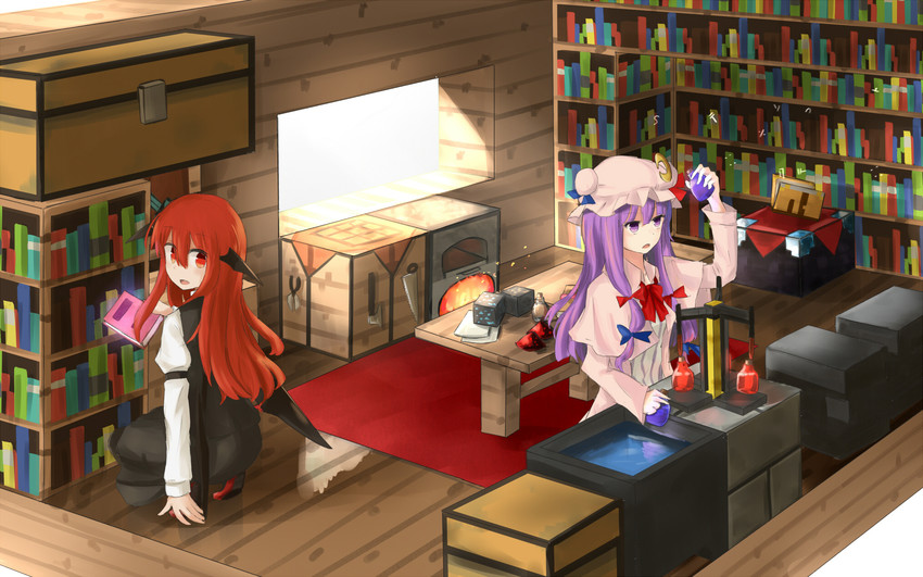 patchouli knowledge and koakuma (touhou and 1 more) drawn by hinami047